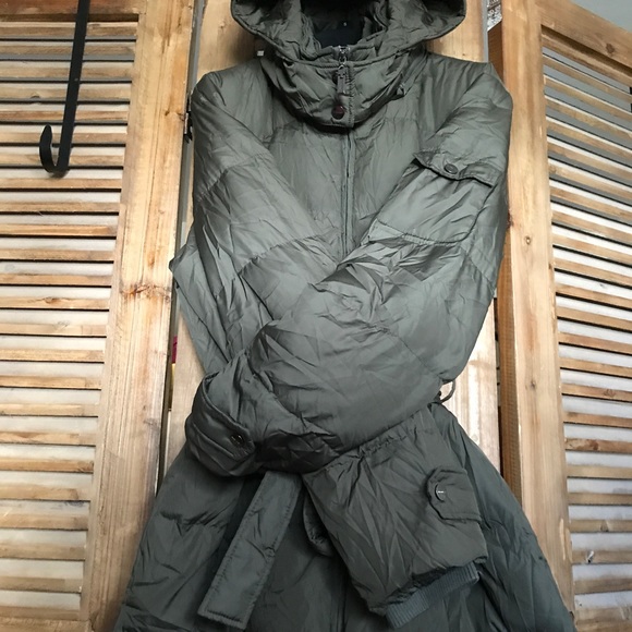 Ellen Tracy Olive Green Midi Puffer Coat - Picture 5 of 6